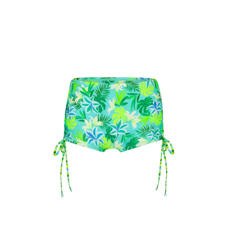 Ruched Tie Cheeky Swim Short - Neon Splice made by Kulani Kinis