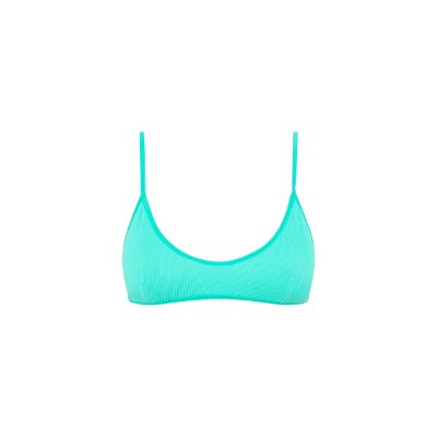 Minimal Tie Back Bikini Top - Aqua Ribbed sold by Kulani Kinis