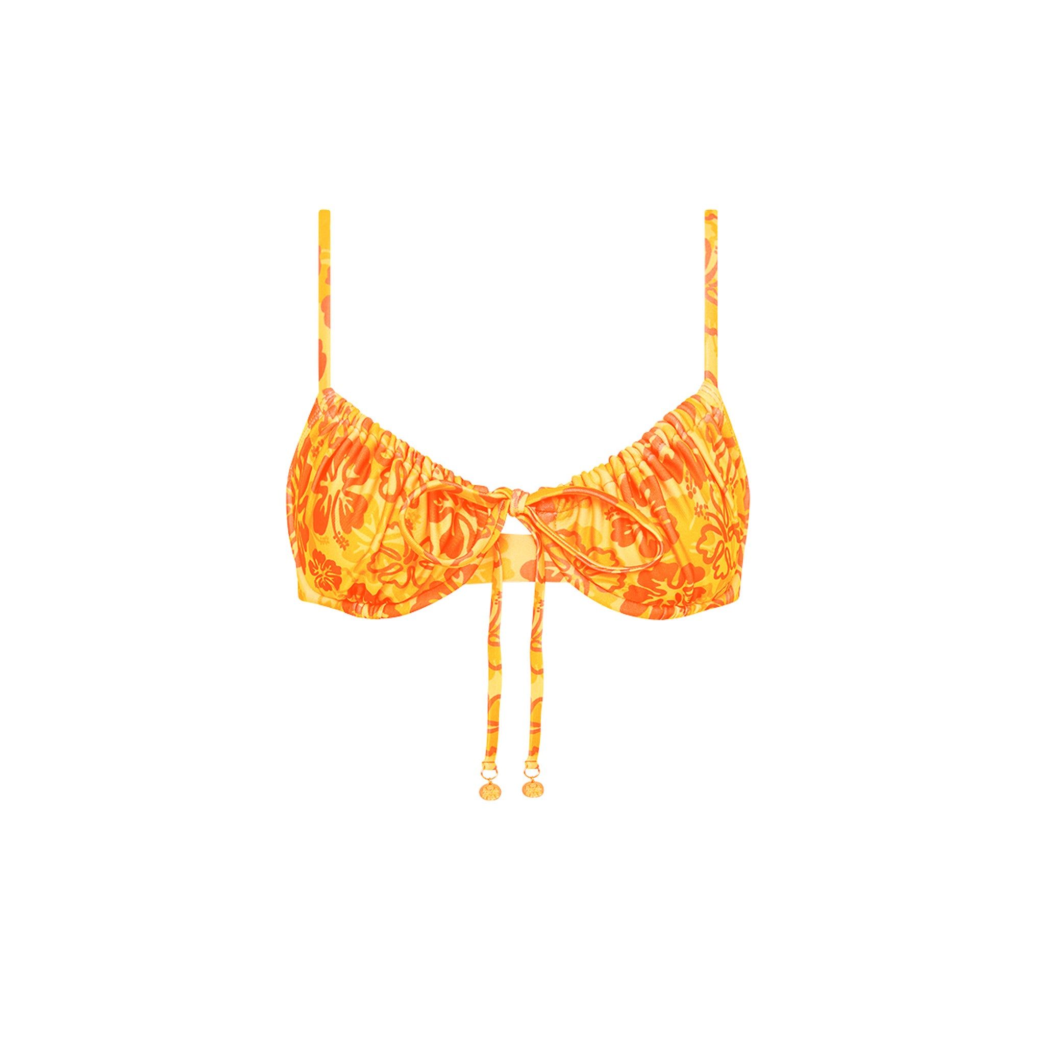 Ruched Underwire Bra Bikini Top - Tangerine Dreams sold by Kulani Kinis