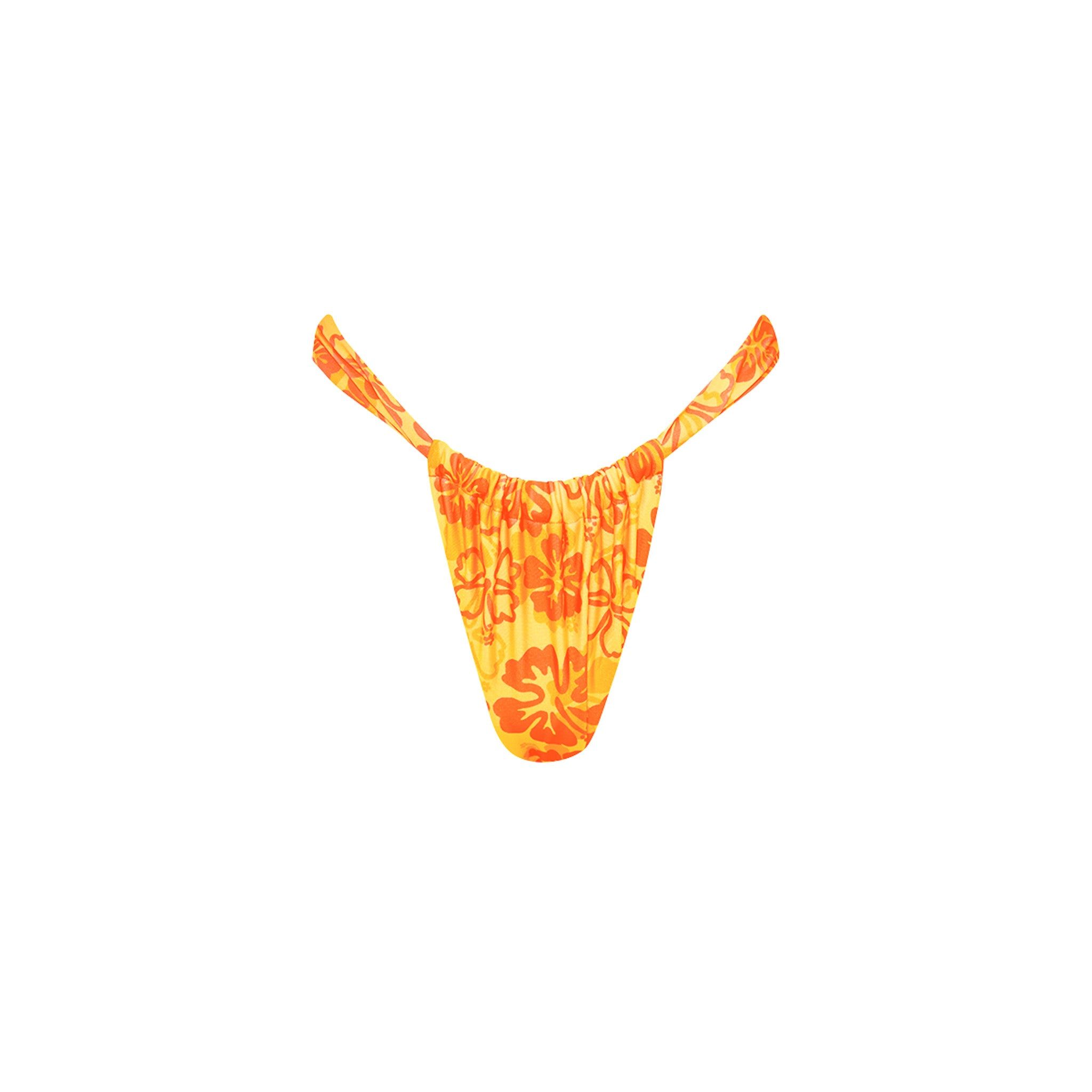 Ruched Thong Bikini Bottom - Tangerine Dreams sold by Kulani Kinis