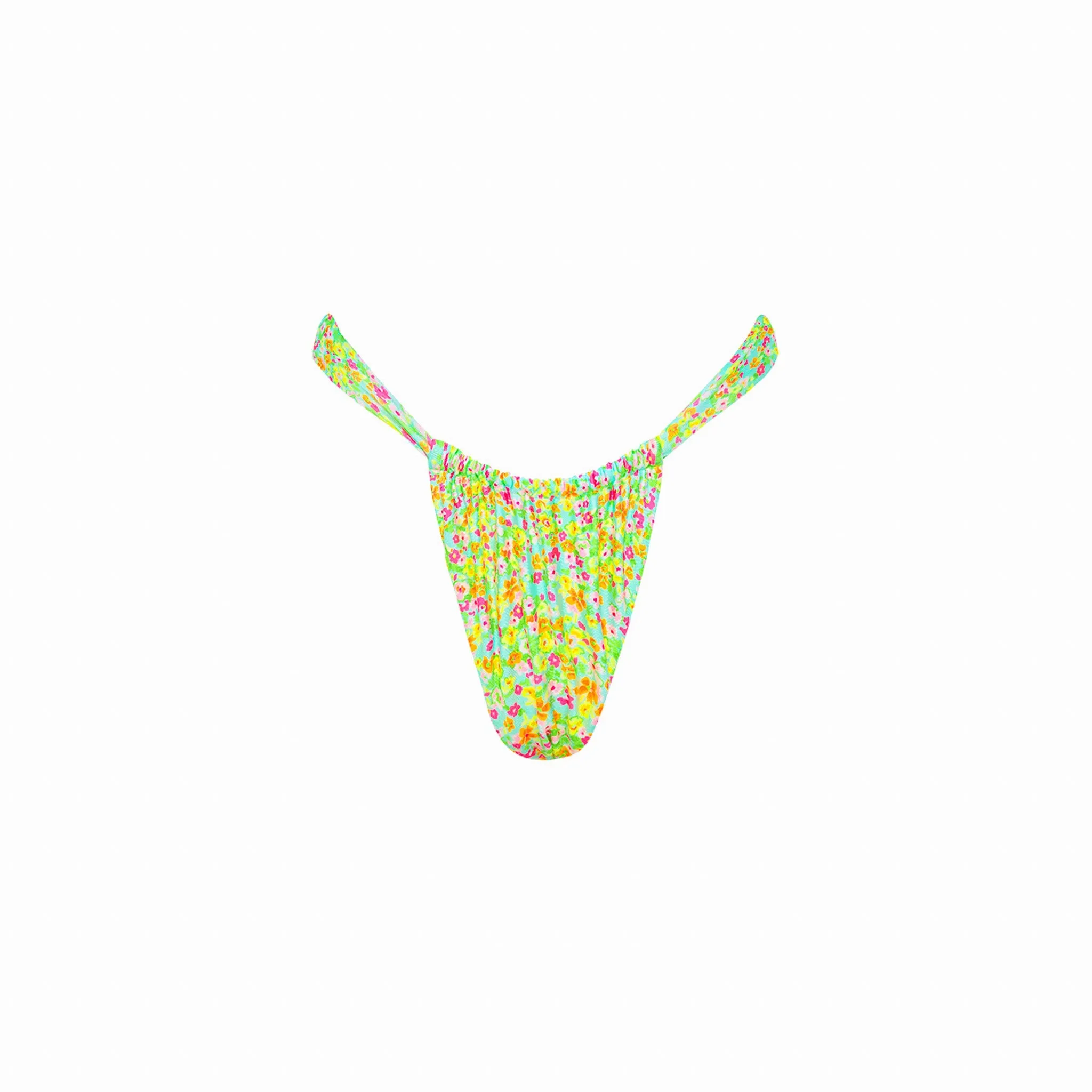 Ruched Thong Bikini Bottom - Wild Flower sold by Kulani Kinis