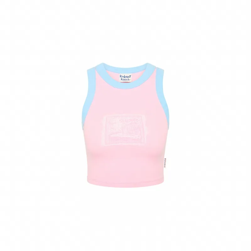 Bind Crop Tank Top - Pink Tides sold by Kulani Kinis