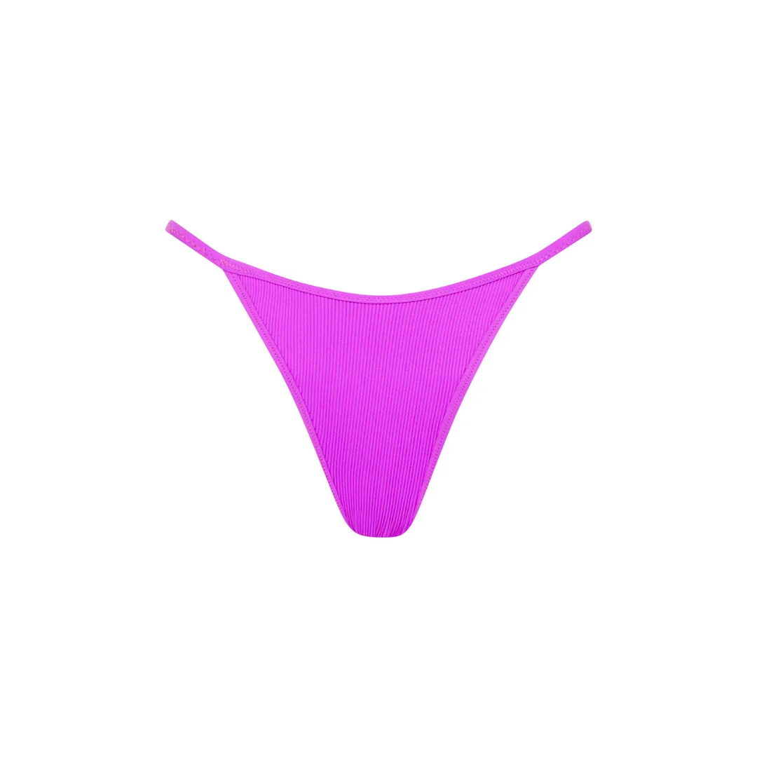 Tanning Thong Bikini Bottom - Electric Violet Ribbed sold by Kulani Kinis