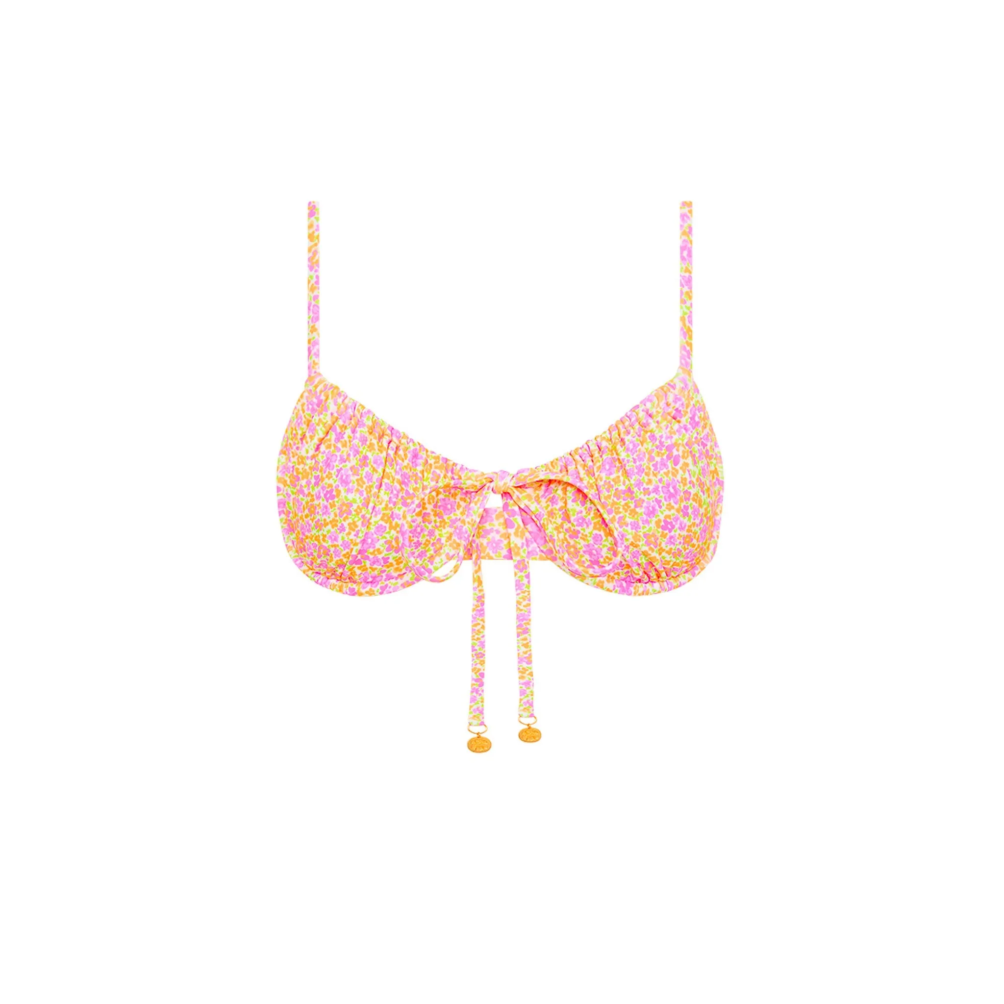 Ruched Underwire Bra Bikini Top - Champagne Blossom sold by Kulani Kinis