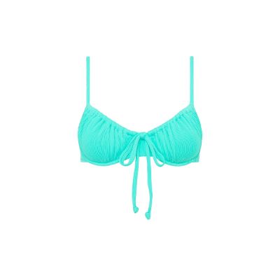 Ruched Underwire Bra Bikini Top - Aqua Ribbed sold by Kulani Kinis