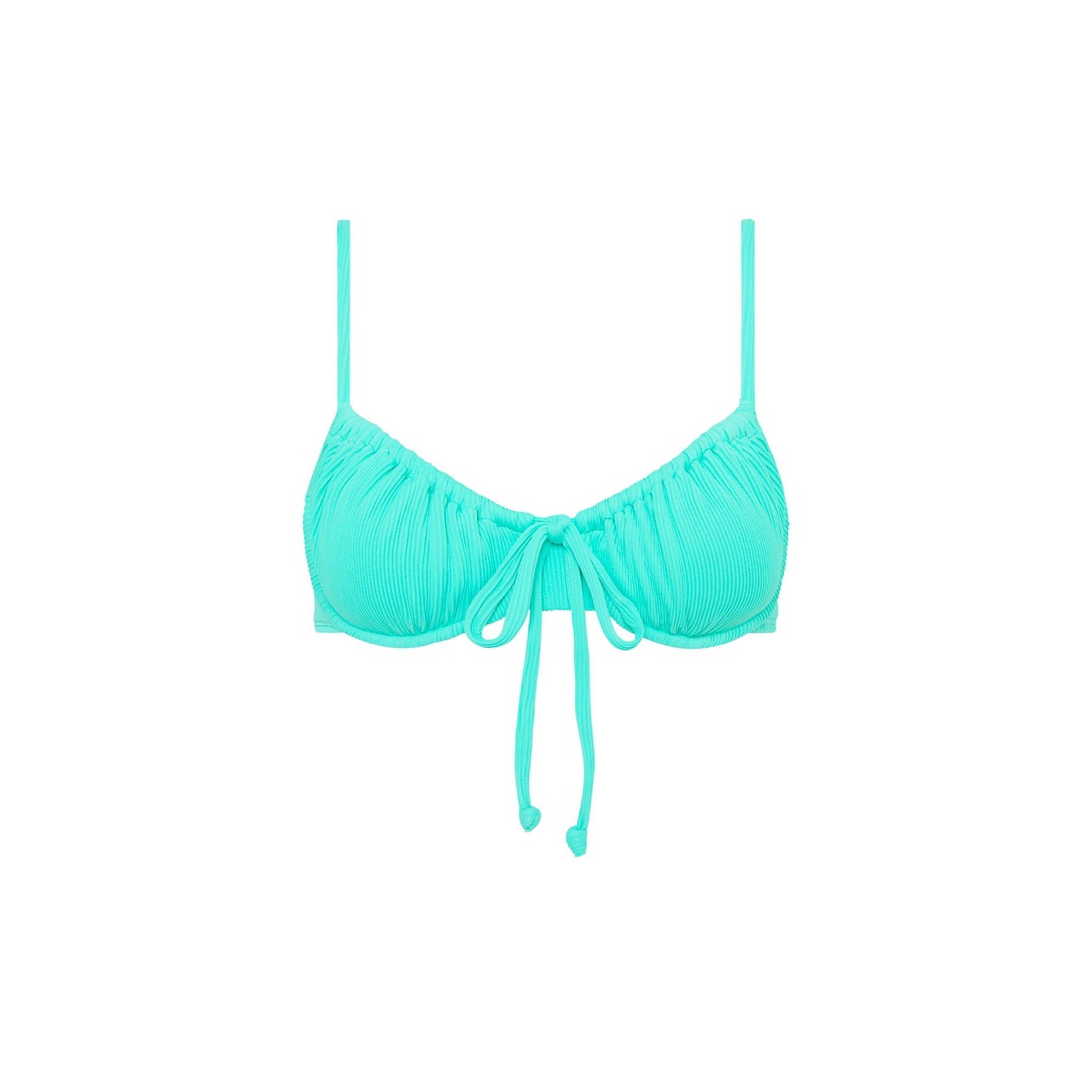 Ruched Underwire Bra Bikini Top - Aqua Ribbed sold by Kulani Kinis