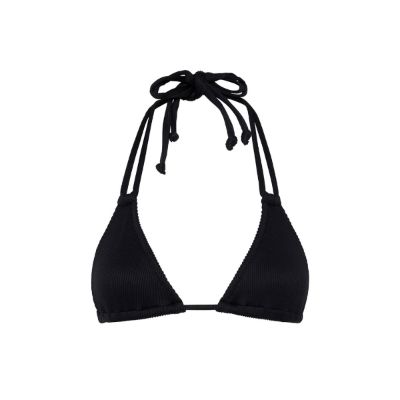 Halter Bralette Bikini Top - Pitch Black Ribbed sold by Kulani Kinis