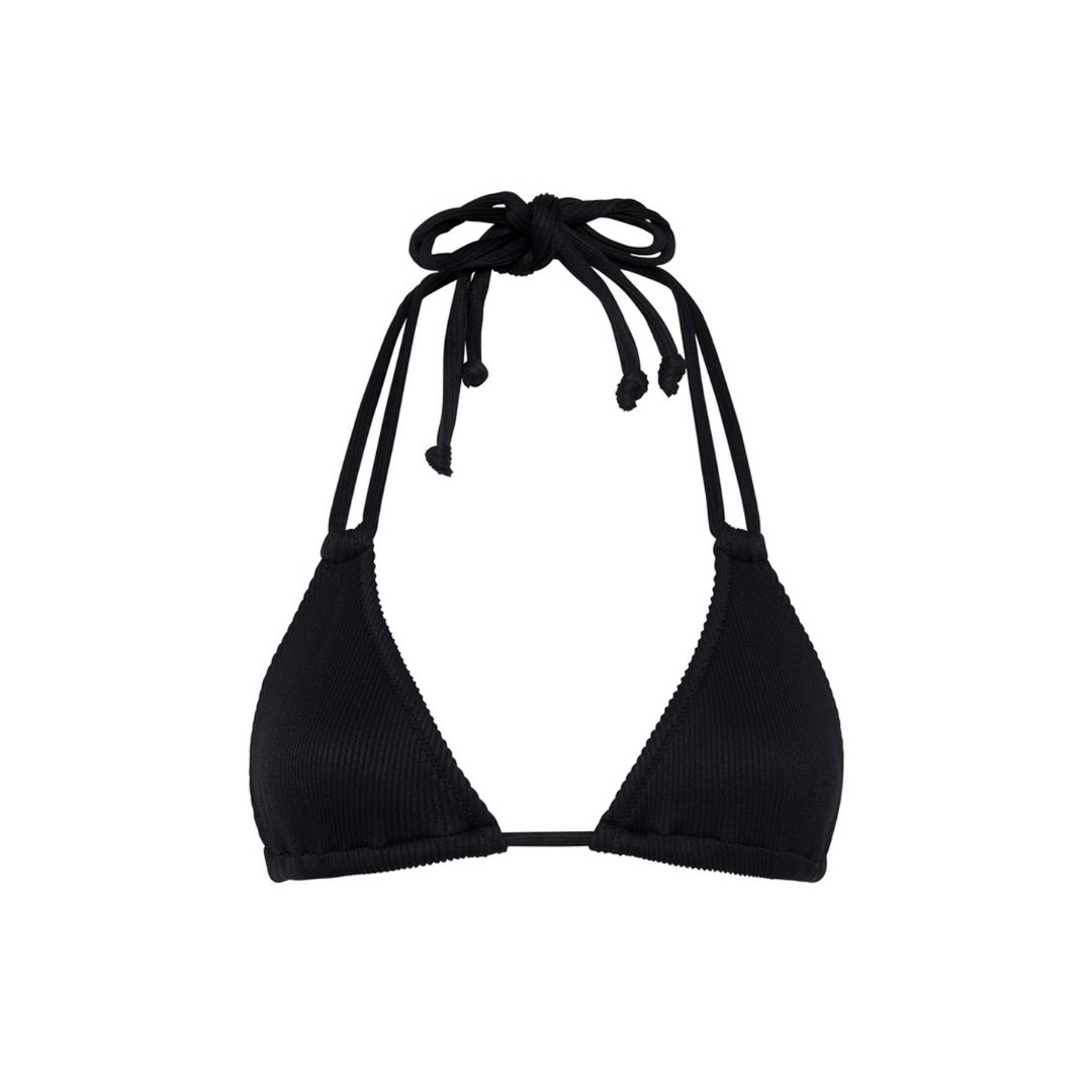 Halter Bralette Bikini Top - Pitch Black Ribbed sold by Kulani Kinis