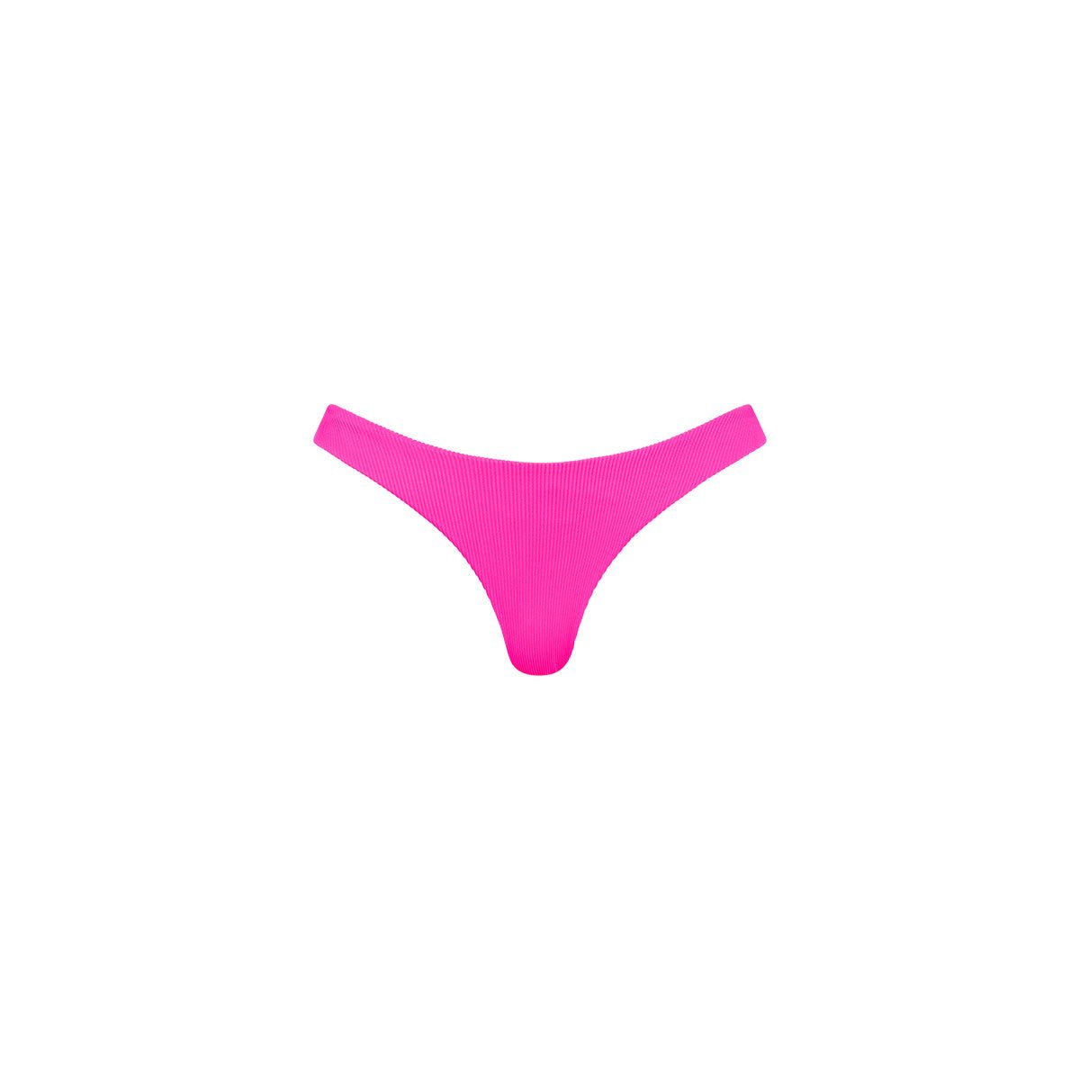 Minimal Full Coverage Bikini Bottom - Flamingo Pink Ribbed sold by Kulani Kinis