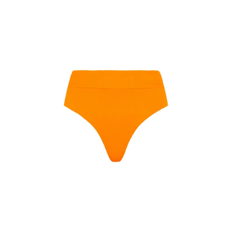 High Hip Cheeky Bikini Bottom - Papaya Ribbed sold by Kulani Kinis