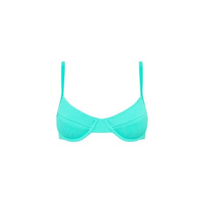 Ditzy Underwire Bra Bikini Top - Aqua Ribbed sold by Kulani Kinis