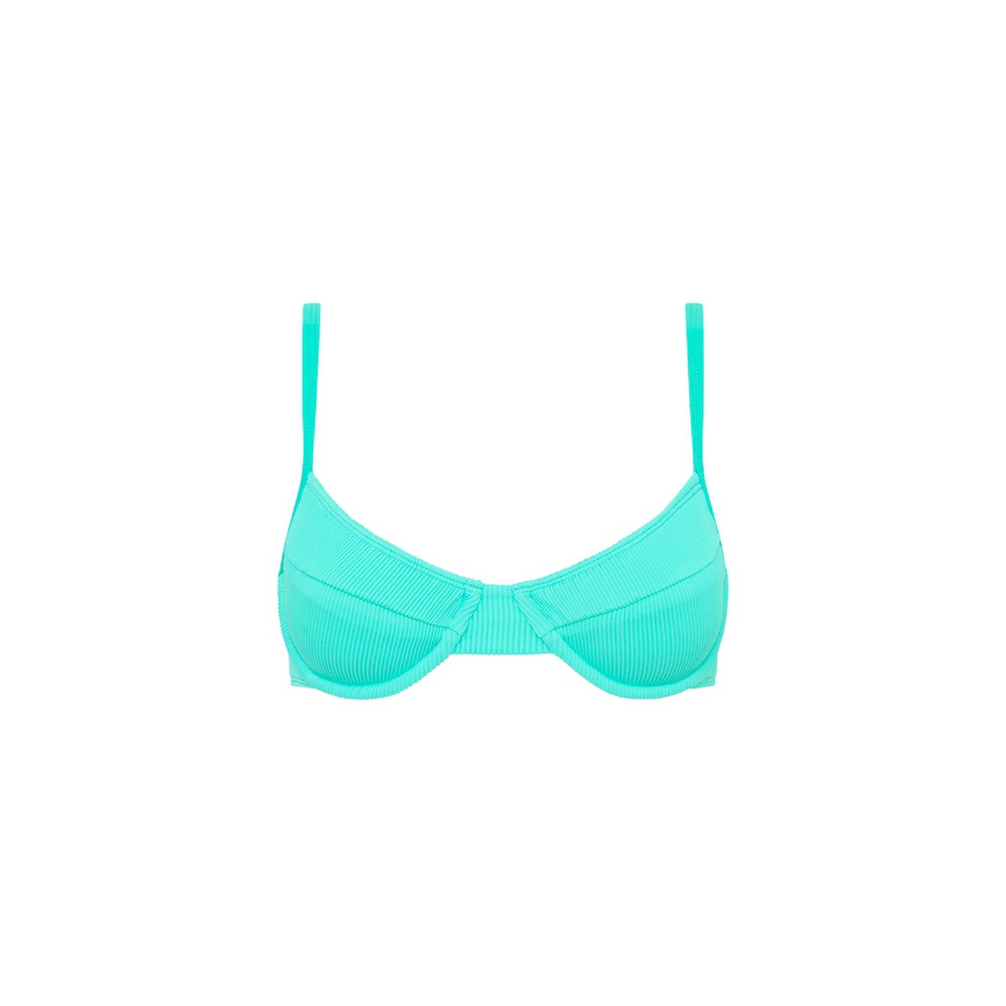 Ditzy Underwire Bra Bikini Top - Aqua Ribbed sold by Kulani Kinis