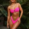 Strapless Bandeau Bikini Top - Flamingo Pink Ribbed sold by Kulani Kinis