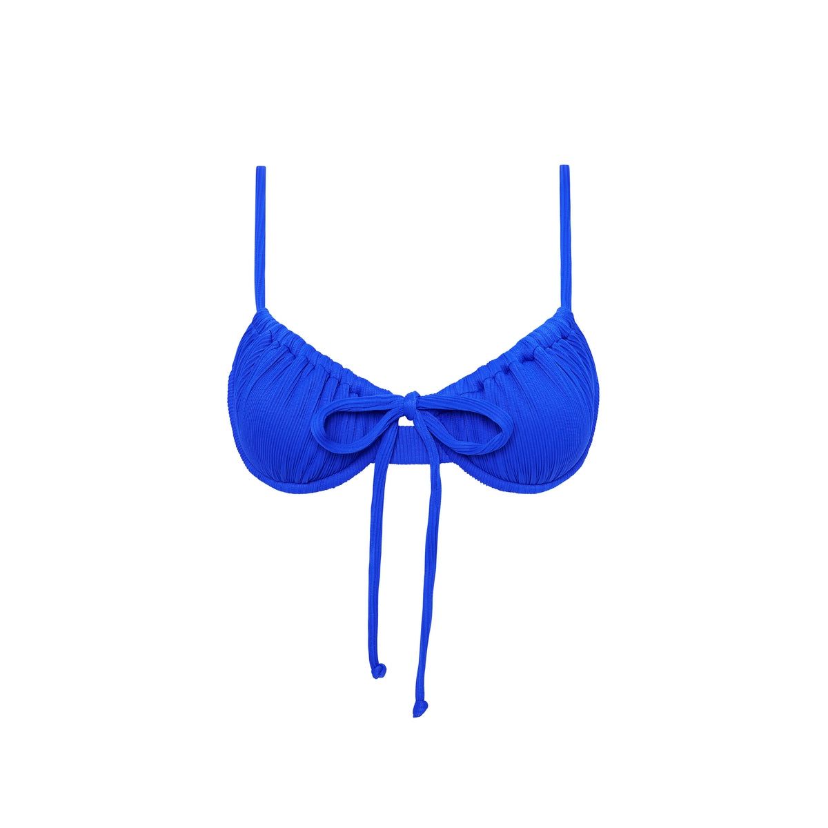 Ruched Underwire Bra Bikini Top - Ocean Blue Ribbed sold by Kulani Kinis