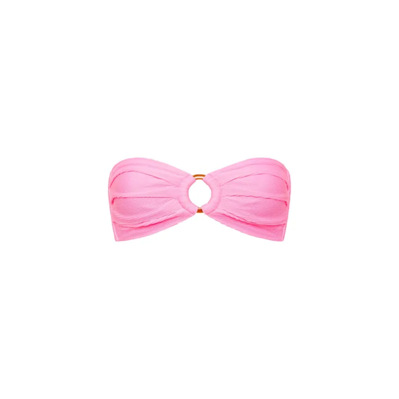 Strapless Bandeau Bikini Top - Taffy Pink Ribbed sold by Kulani Kinis