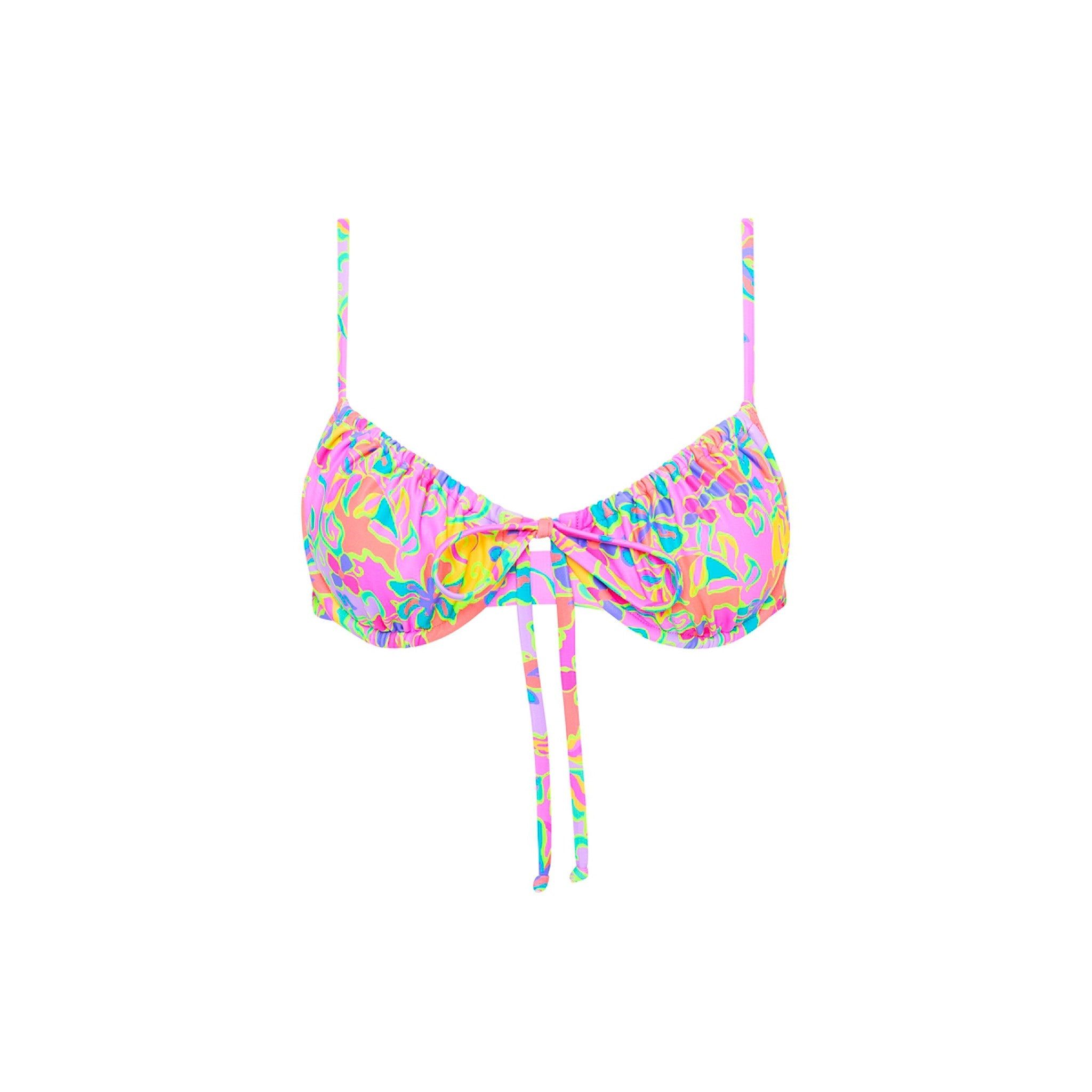 Ruched Underwire Bra Bikini Top - Pink Aurora sold by Kulani Kinis