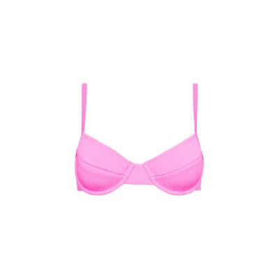 Ditzy Underwire Bra Bikini Top - Bubblegum Pink Ribbed sold by Kulani Kinis