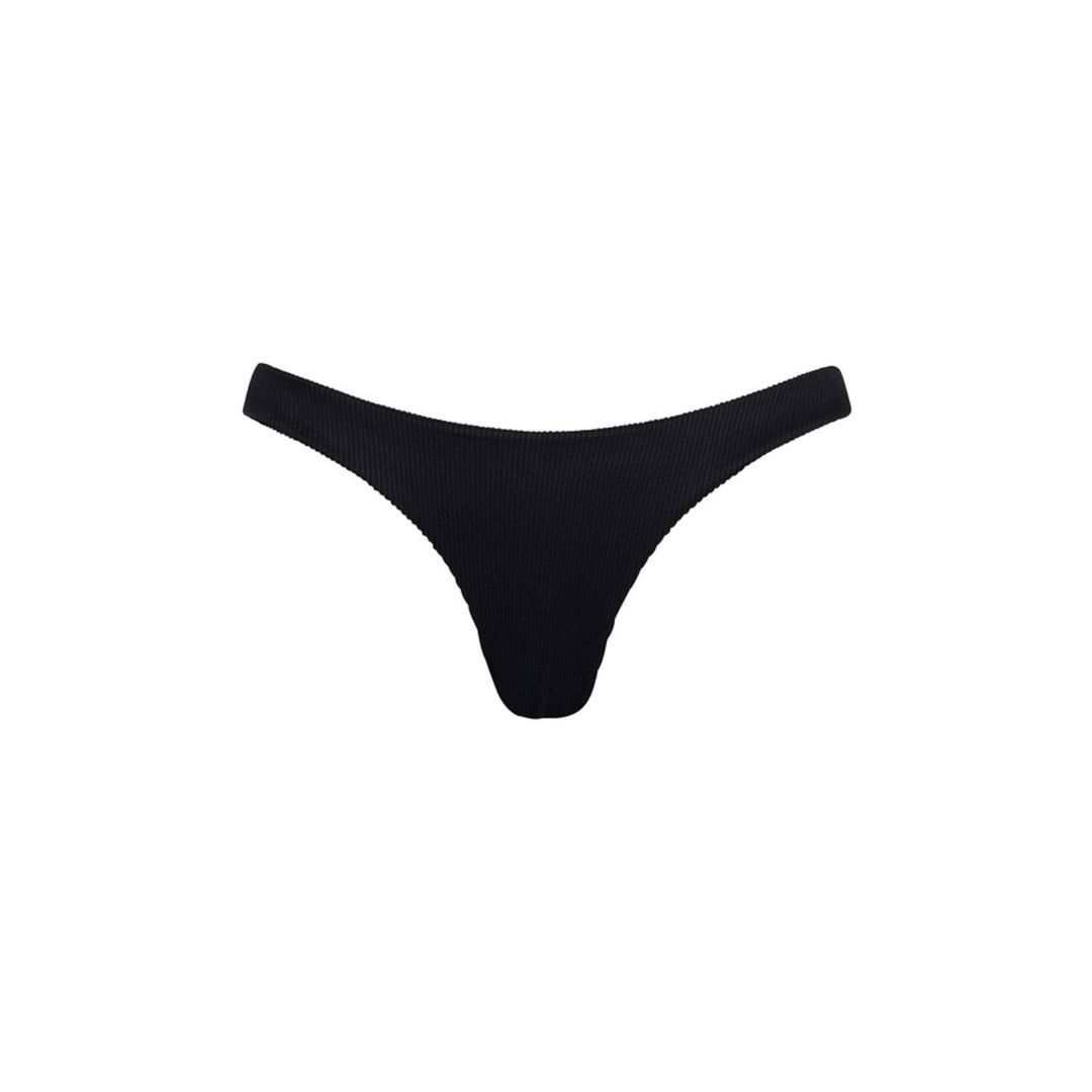 Minimal Cheeky Bikini Bottom - Pitch Black Ribbed sold by Kulani Kinis