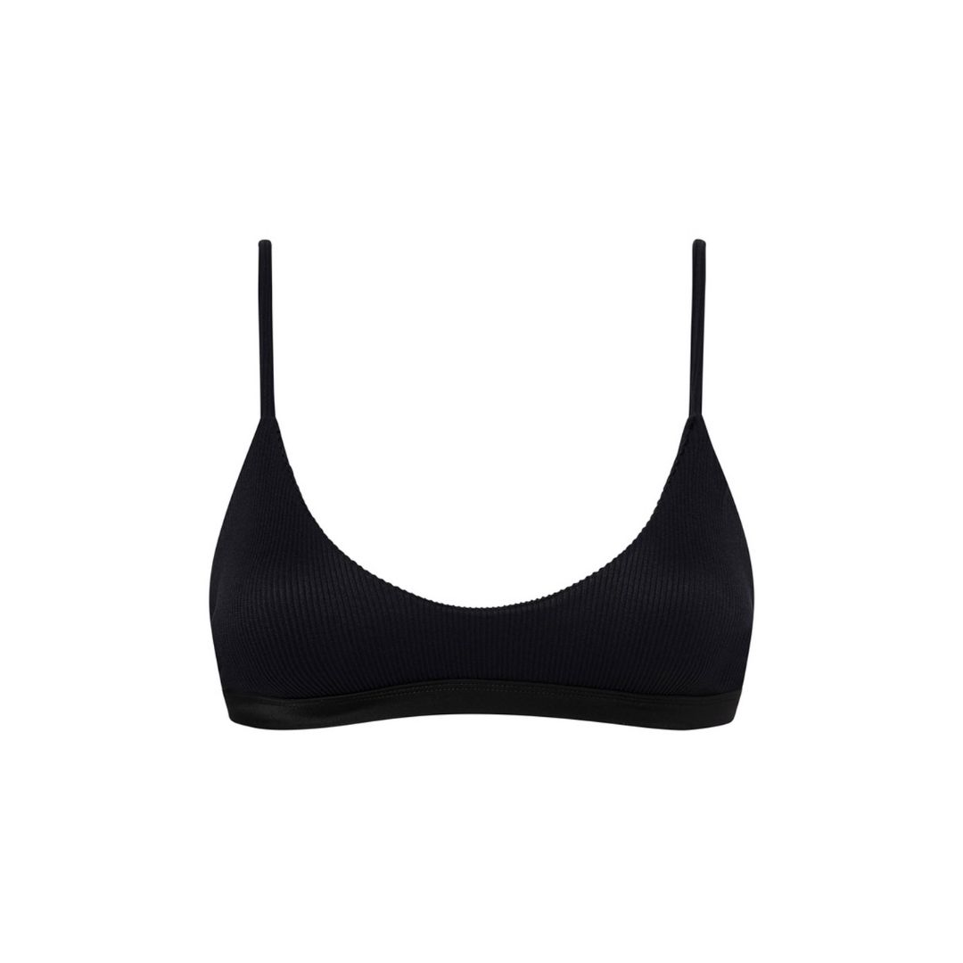 Minimal Bikini Top - Pitch Black Ribbed sold by Kulani Kinis