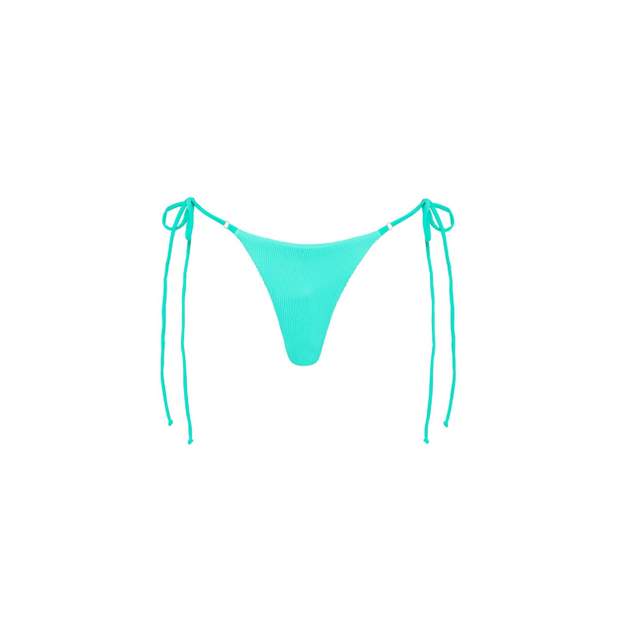 Thong Tie Side Bikini Bottom - Aqua Ribbed sold by Kulani Kinis