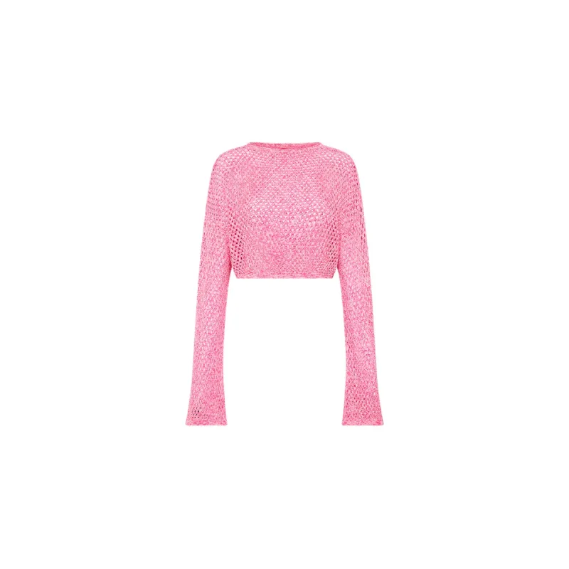 Crochet Long Sleeve Crop - Rose Pink sold by Kulani Kinis