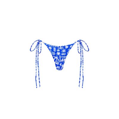 Thong Tie Side Bikini Bottom - Caribbean Blues sold by Kulani Kinis