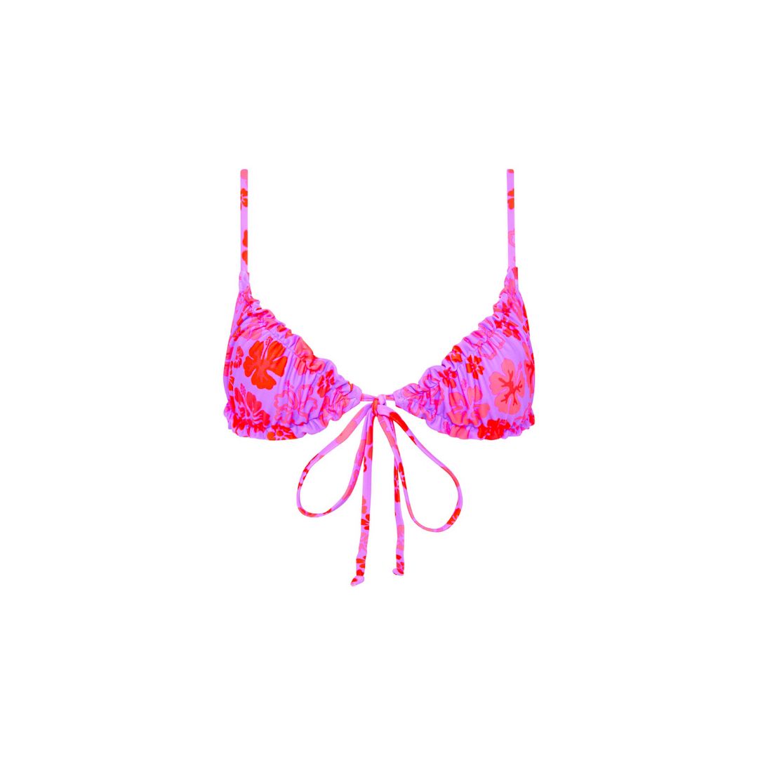 Ruched Bralette Bikini Top - Cherry Berry sold by Kulani Kinis