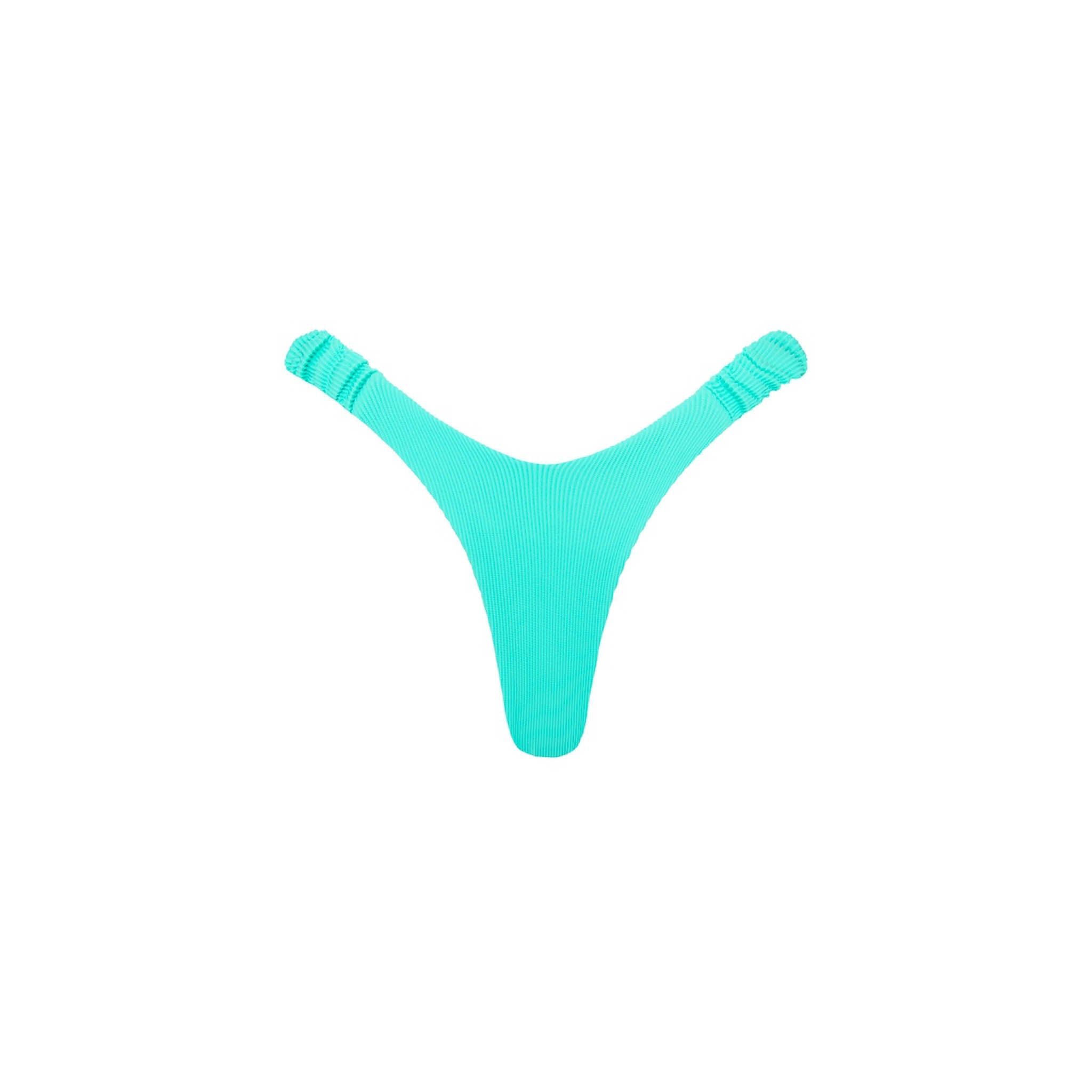 Retro Y Thong Bikini Bottom - Aqua Ribbed sold by Kulani Kinis
