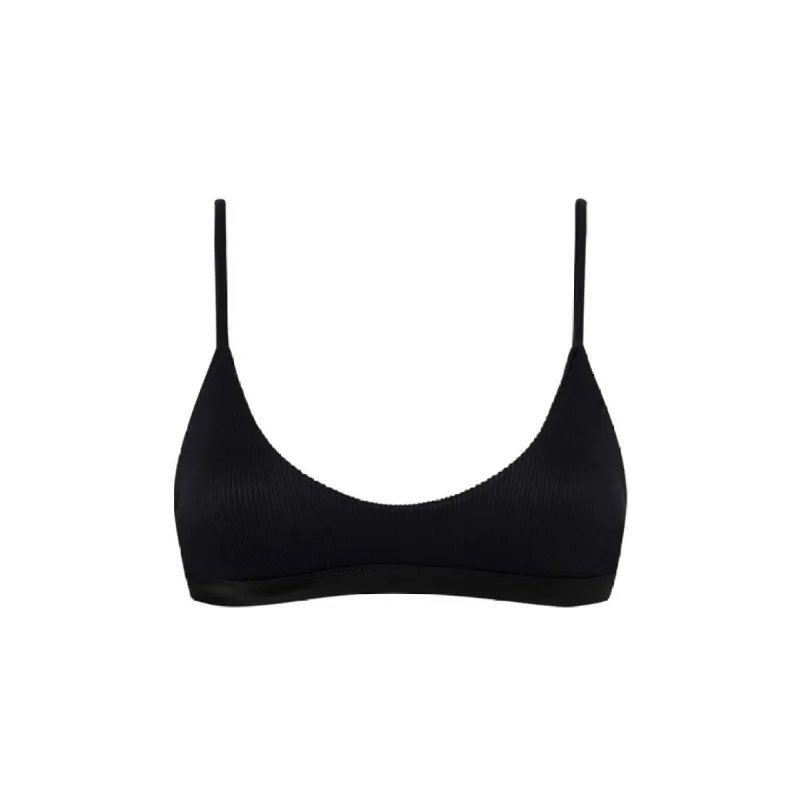 Minimal Bikini Top - Pitch Black Ribbed sold by Kulani Kinis