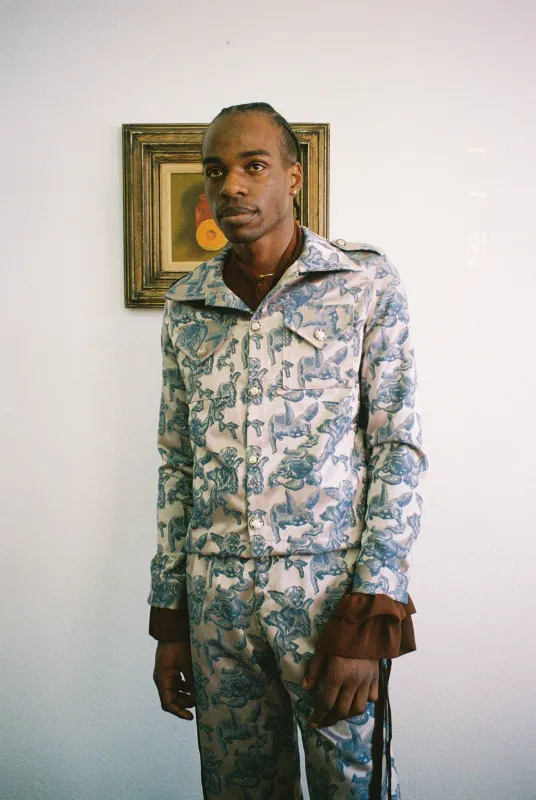 Cherub Ogun Military Jacket- Ice blue Jacquard-Pre-Order sold by House of Aama