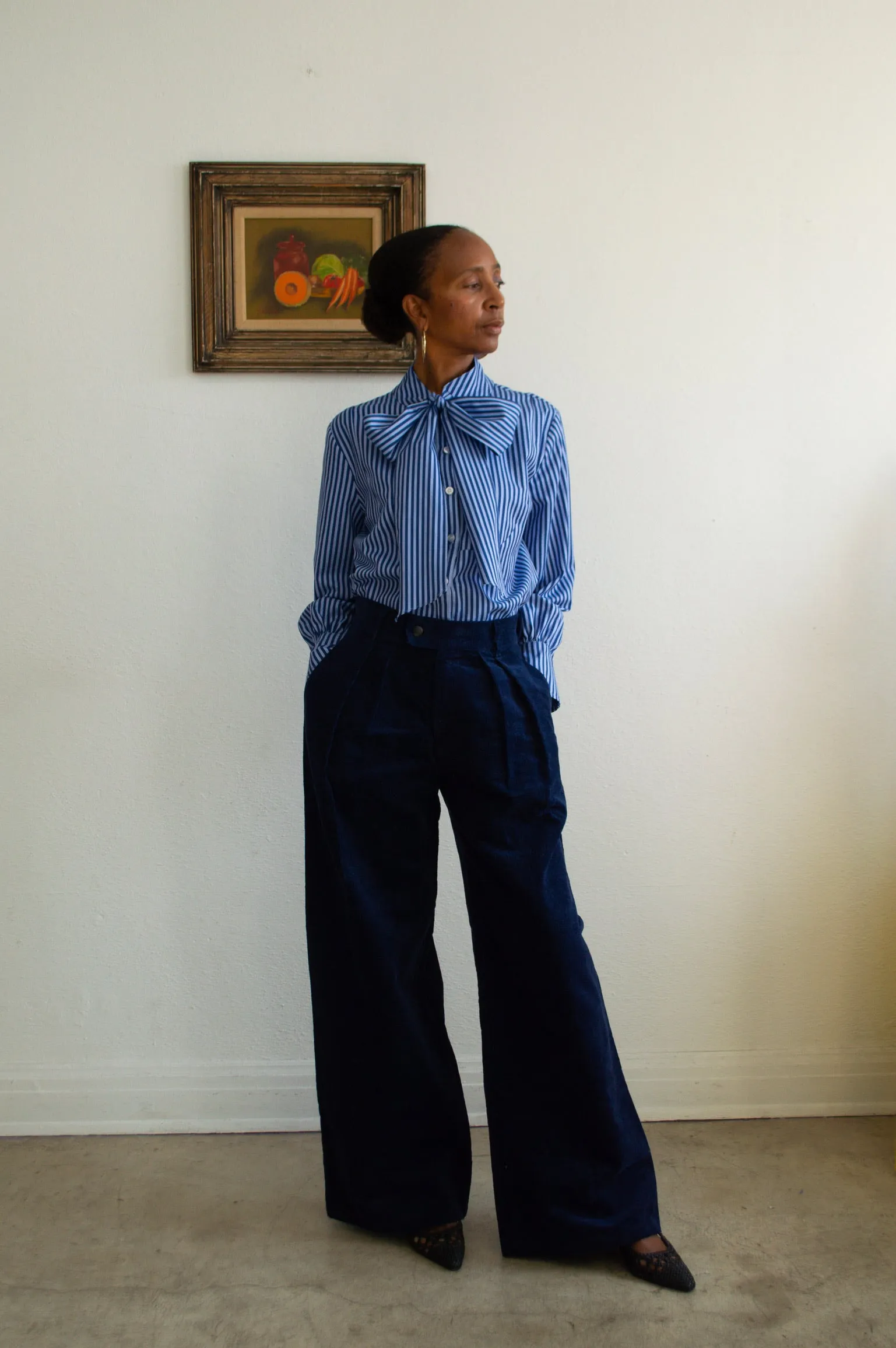 Corduroy Navy Wide leg Pants- Pre-Order sold by House of Aama product image thumbnail 4