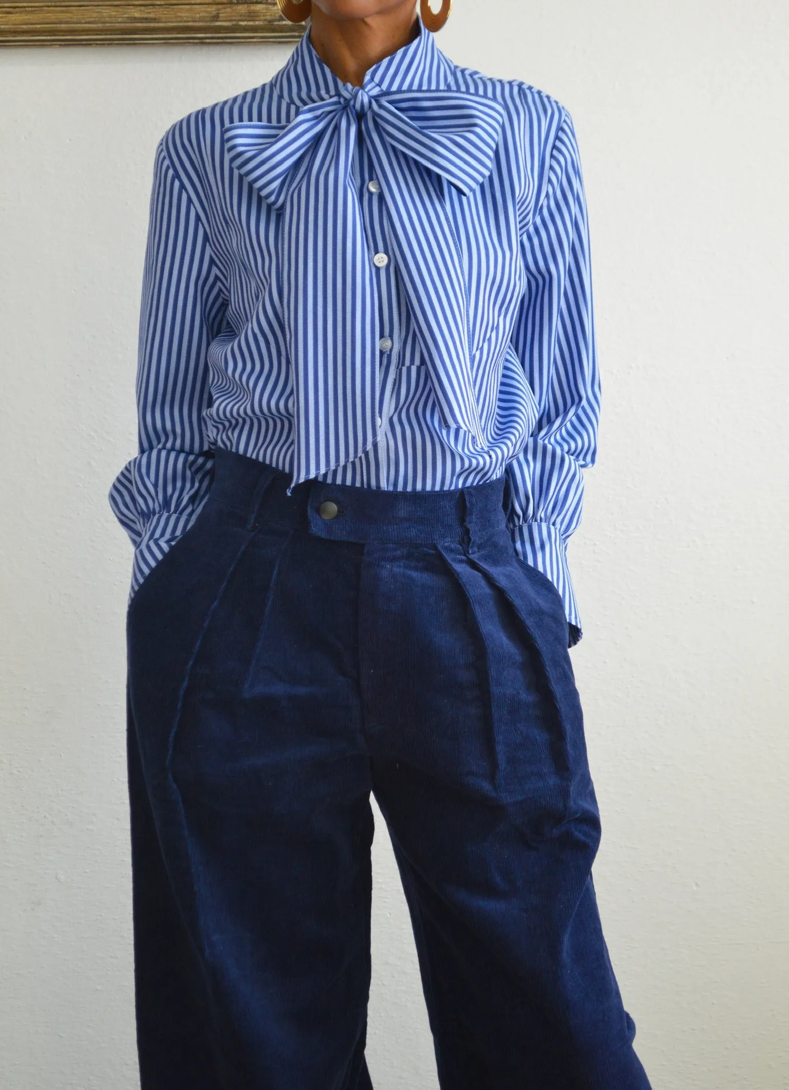 Corduroy Navy Wide leg Pants- Pre-Order sold by House of Aama product image thumbnail 3