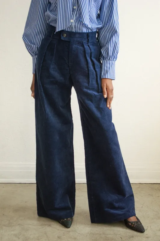 Corduroy Navy Wide leg Pants- Pre-Order made by House of Aama