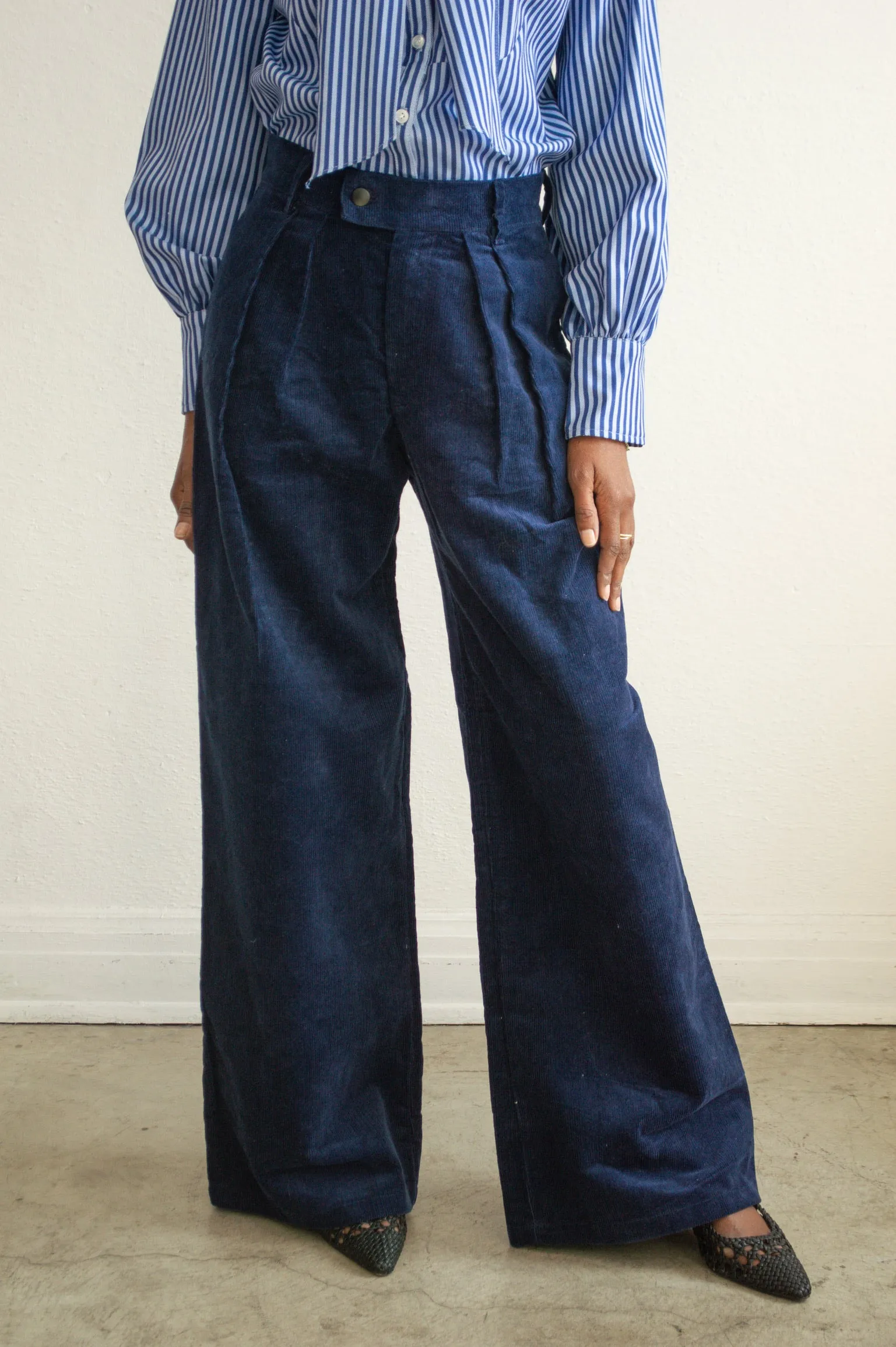Corduroy Navy Wide leg Pants- Pre-Order sold by House of Aama