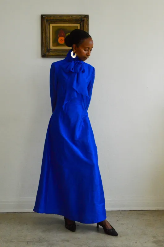 Electric Blue Gouyave Pussybow Dress-Pre-Order made by House of Aama