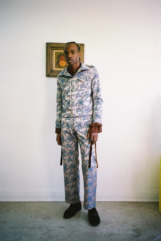 Cherub Ogun Military Pants-Ice Blue Jacquard-Pre-Order sold by House of Aama