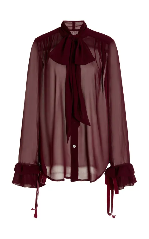 Maroon Pussybow Shirt - Pre Order made by House of Aama