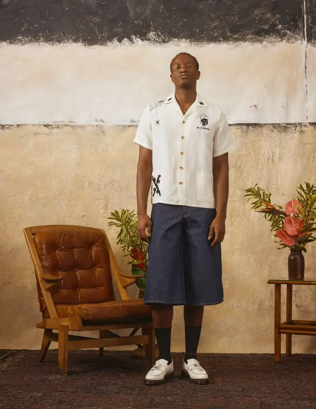 Maroon Night Camp Embroidered Shirt-Pre Order made by House of Aama