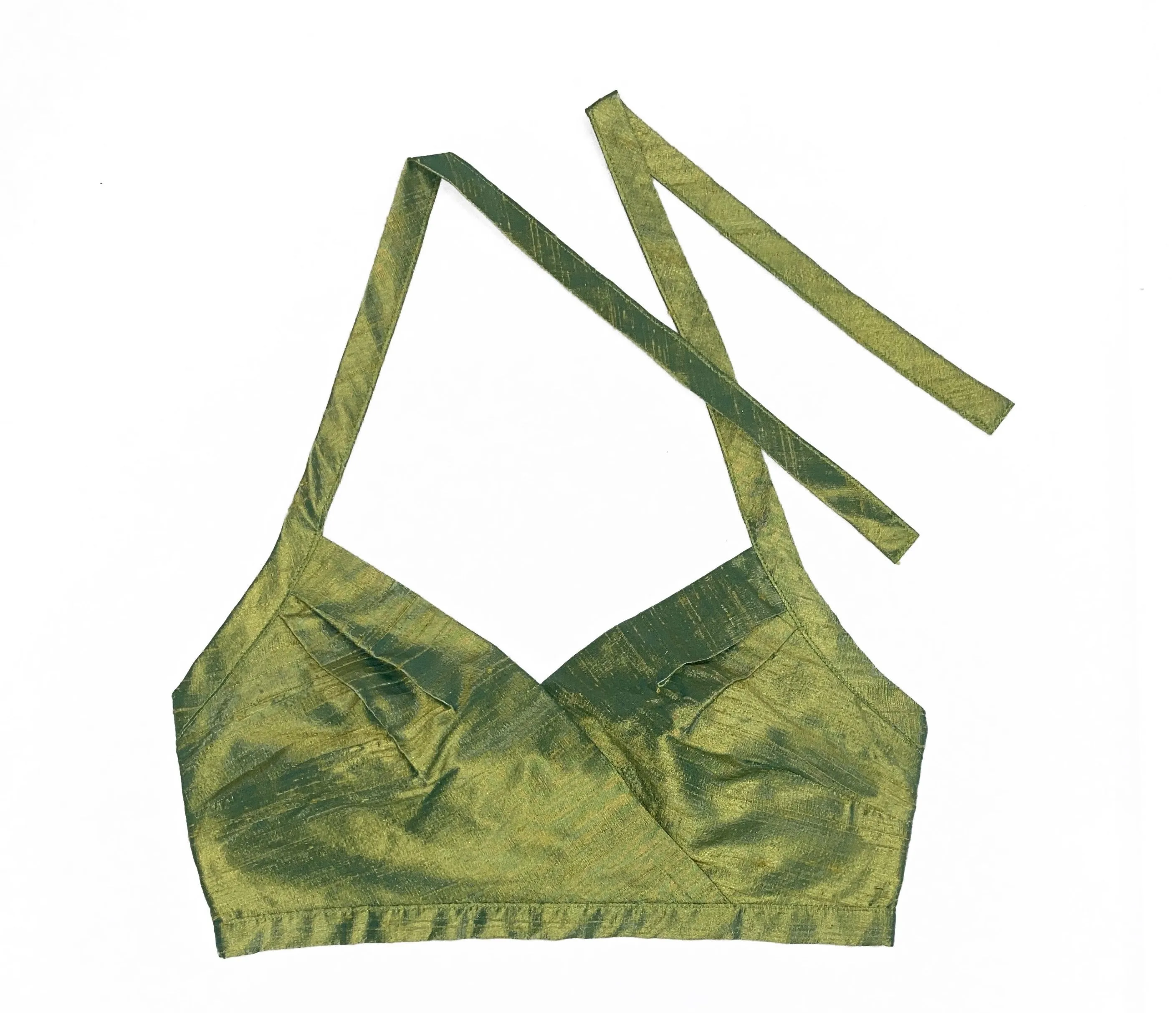 Green Silk Halter Top sold by House of Aama product image thumbnail 5