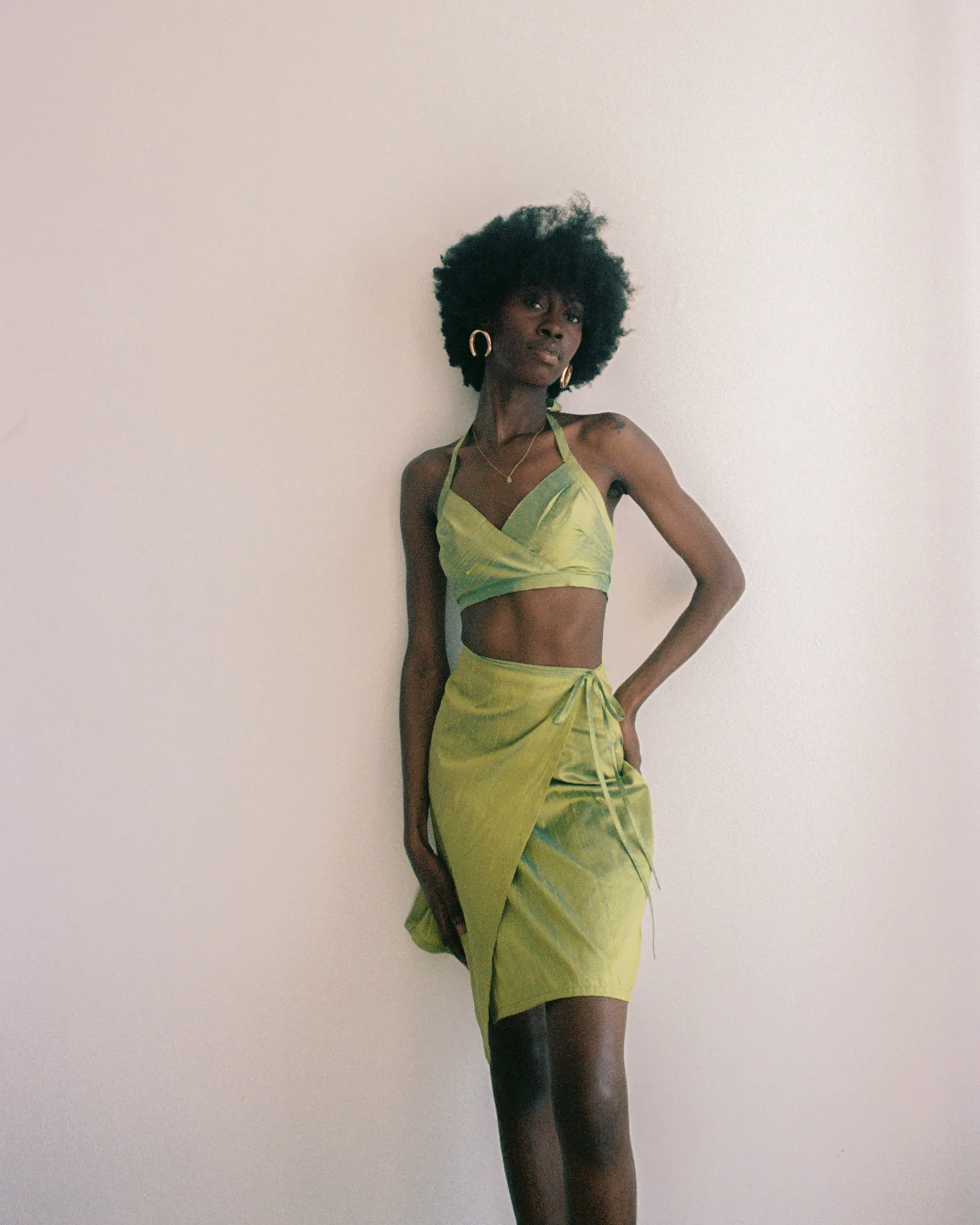 Green Silk Halter Top sold by House of Aama product image thumbnail 2