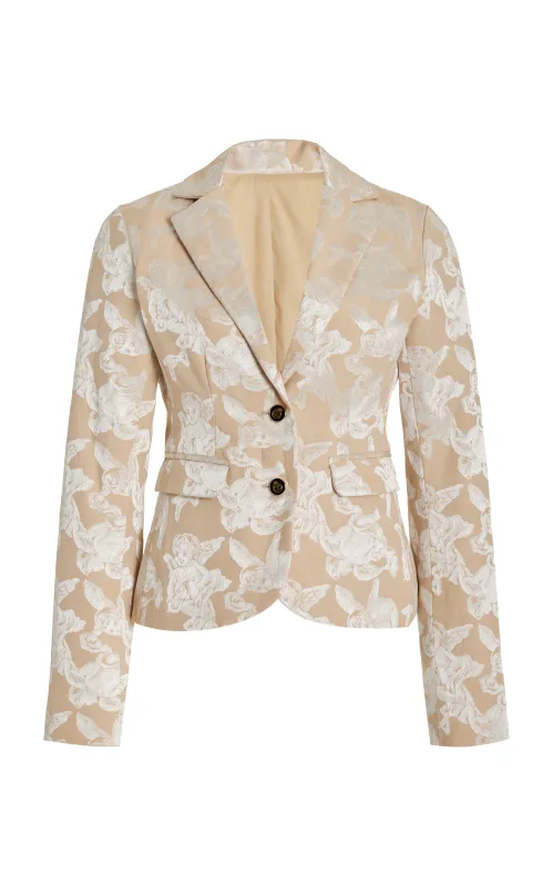 Cherub Blazer-Tan/Creme Jacquard-Pre-Order made by House of Aama