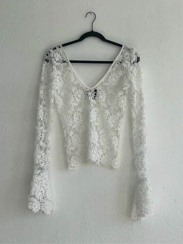 Storyteller V-Neck Lace Crochet Top-Pre-Order made by House of Aama