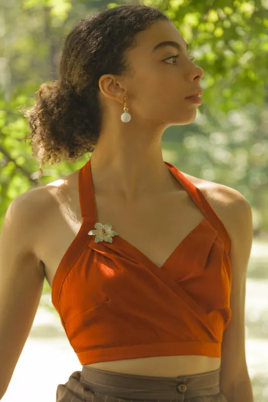 Paprika Silky Halter Top made by House of Aama