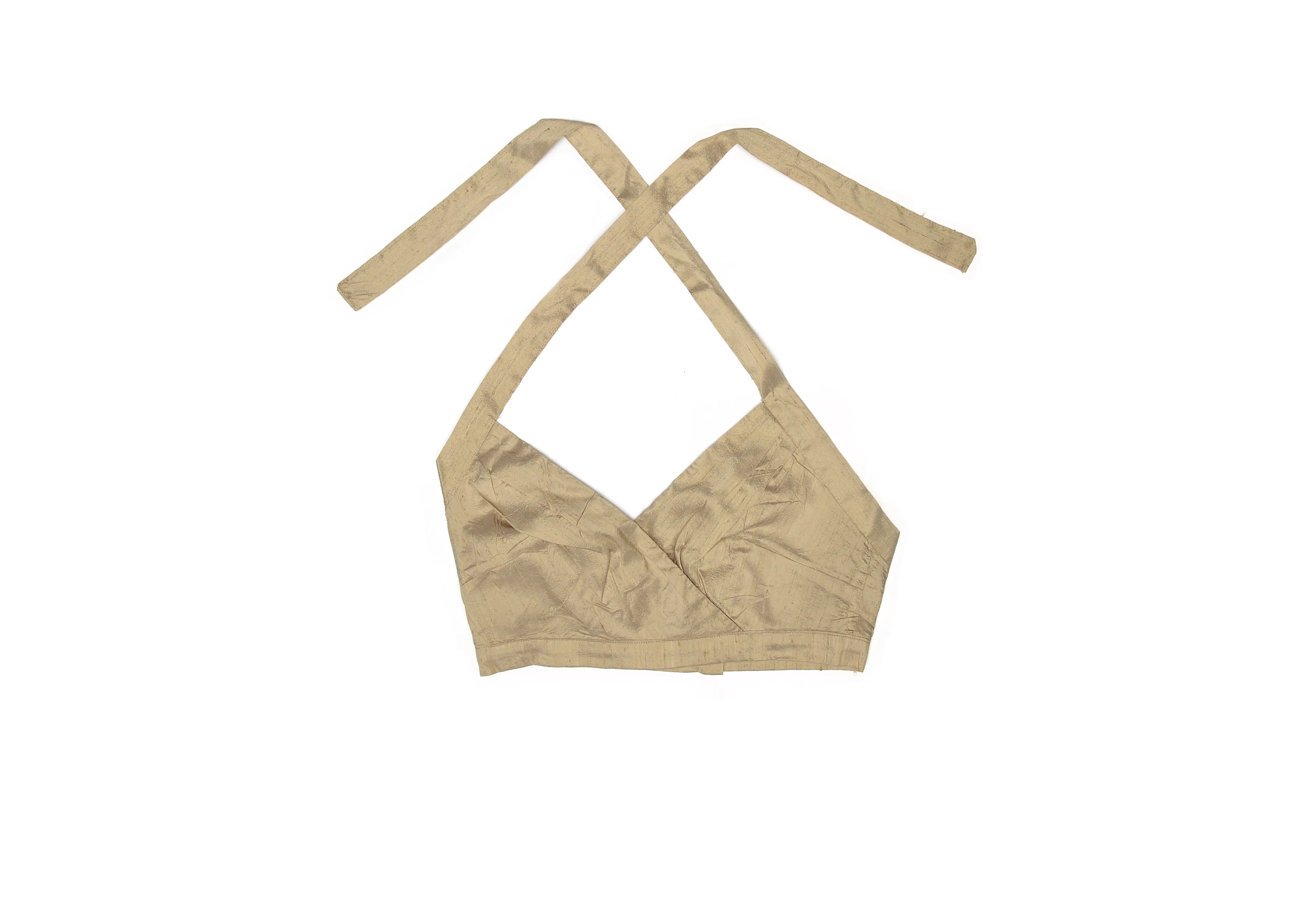 Tan Nude Silk Halter Top sold by House of Aama product image thumbnail 3
