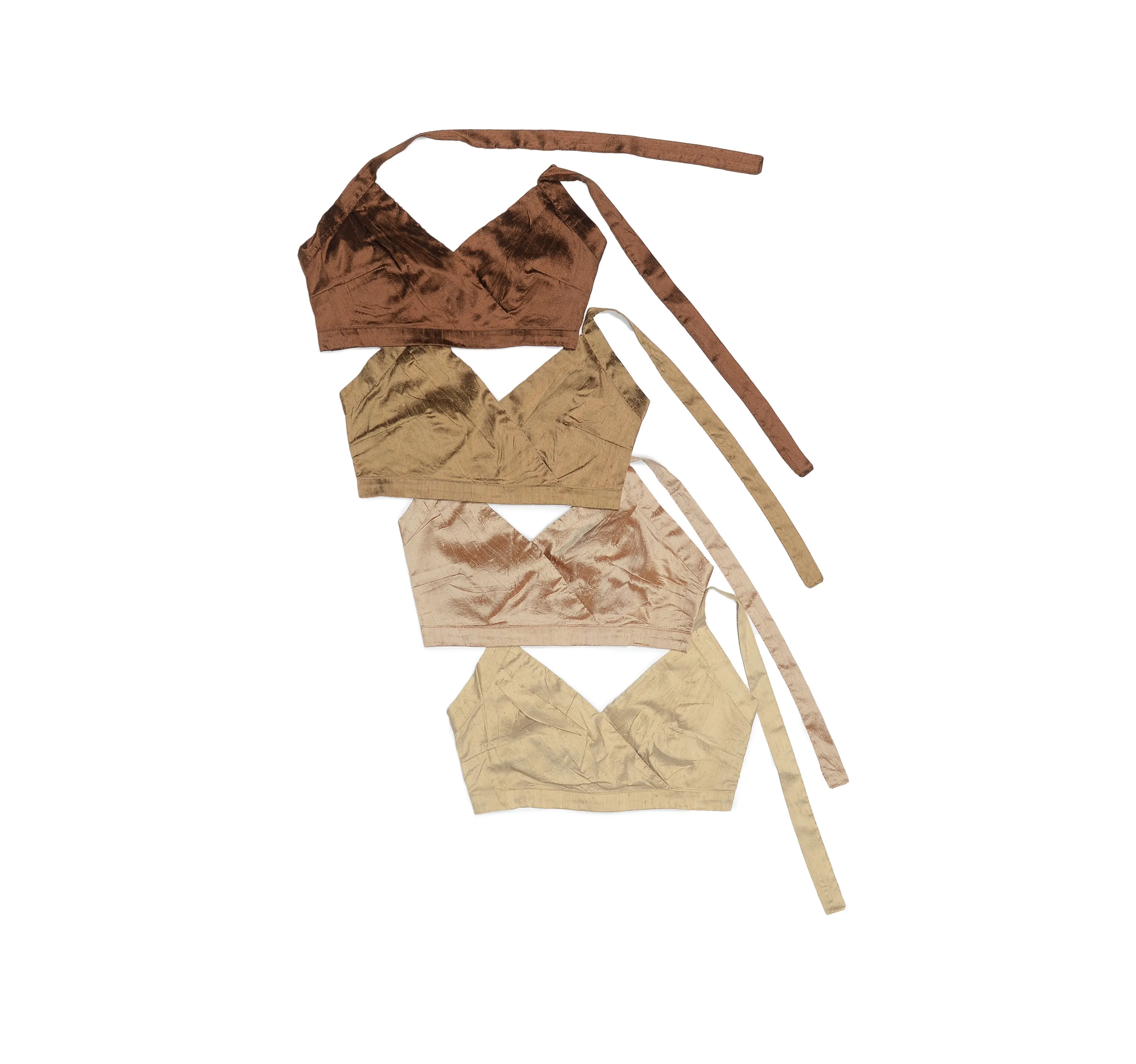 Tan Nude Silk Halter Top sold by House of Aama product image thumbnail 5