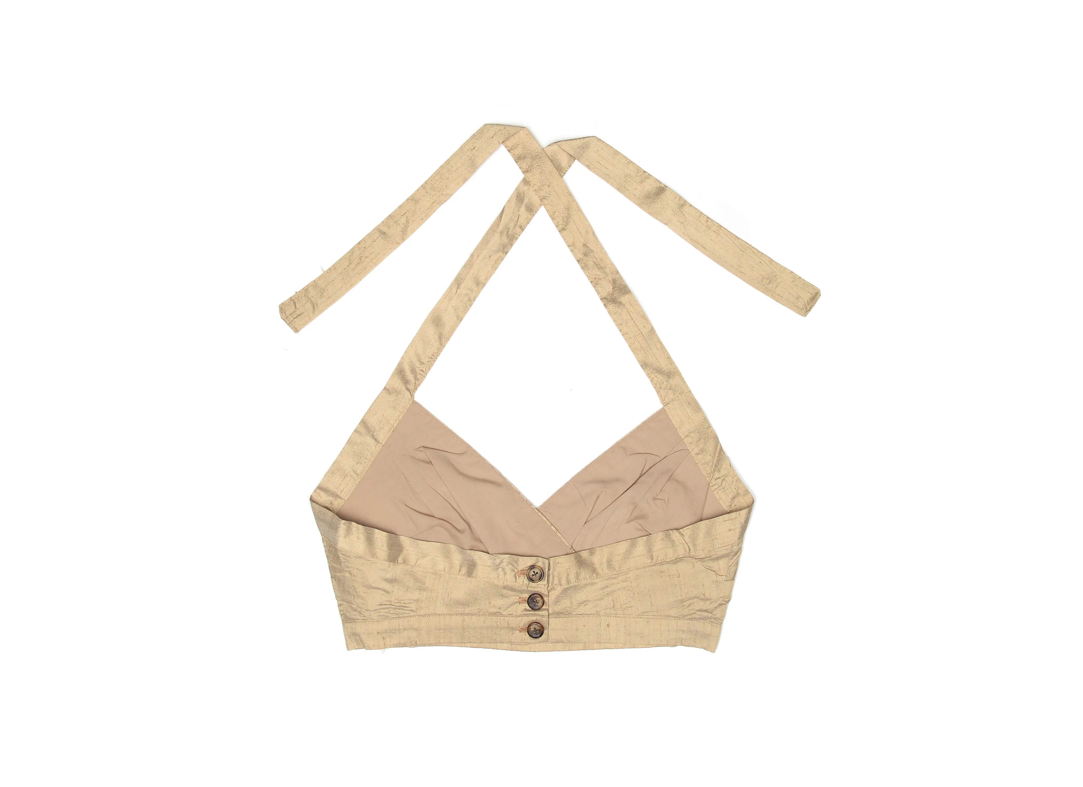 Tan Nude Silk Halter Top sold by House of Aama product image thumbnail 4