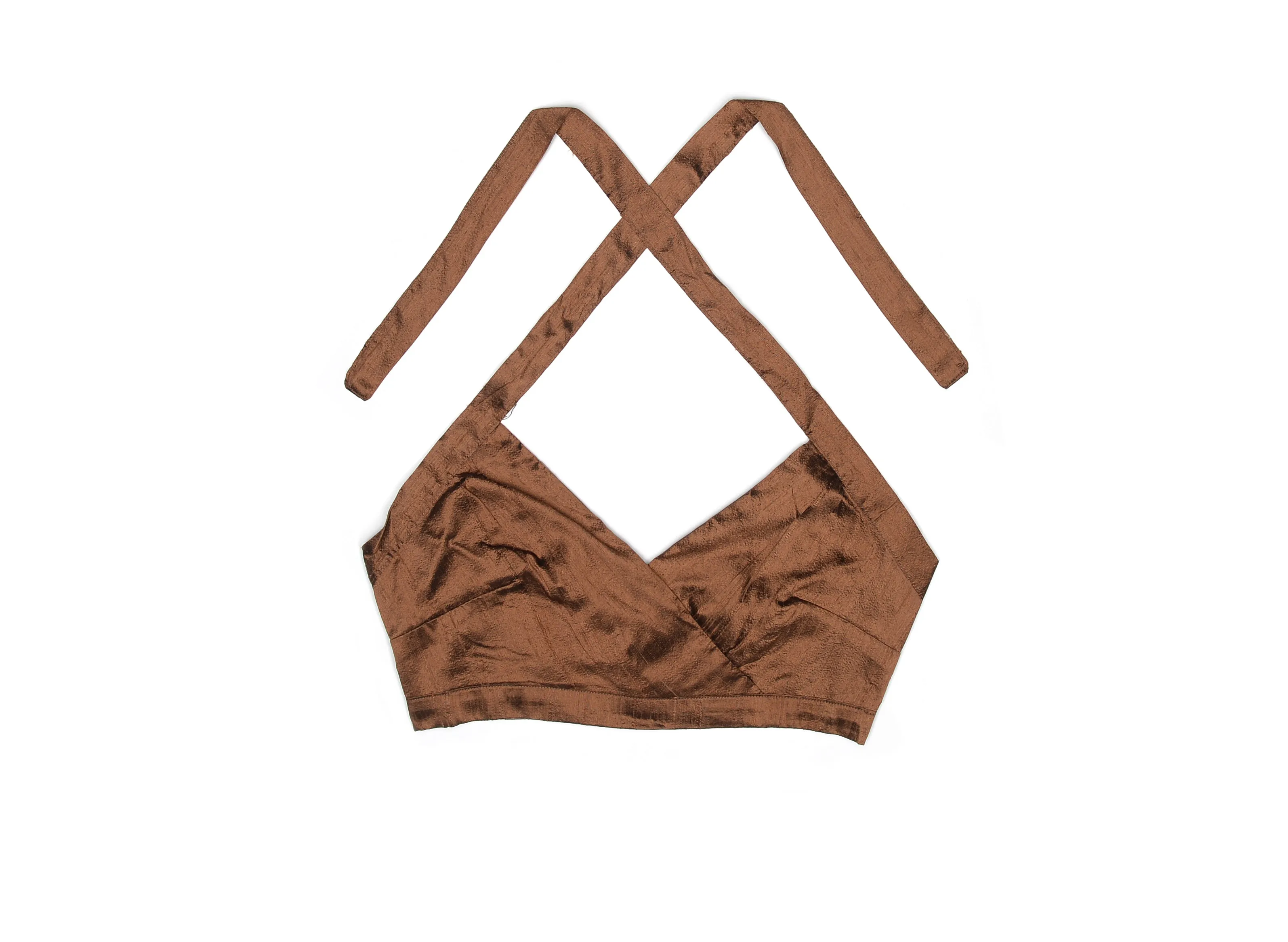 Chocolate Brown Silk Halter Top sold by House of Aama product image thumbnail 2