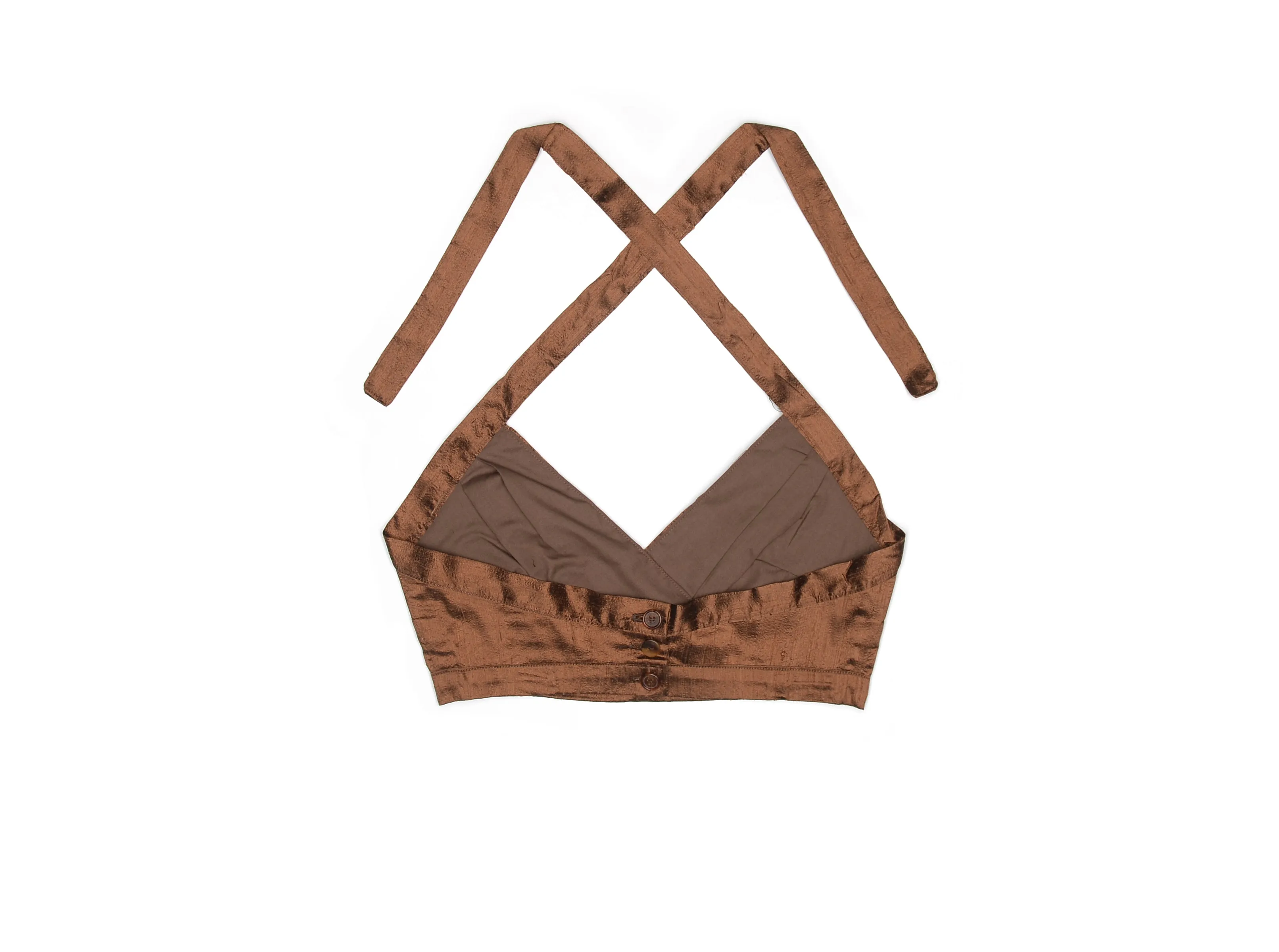 Chocolate Brown Silk Halter Top sold by House of Aama product image thumbnail 3