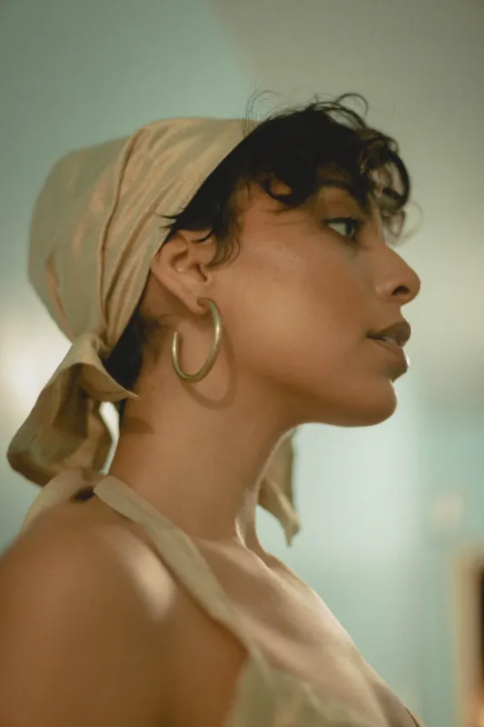Tan Nude Silk Scarf made by House of Aama