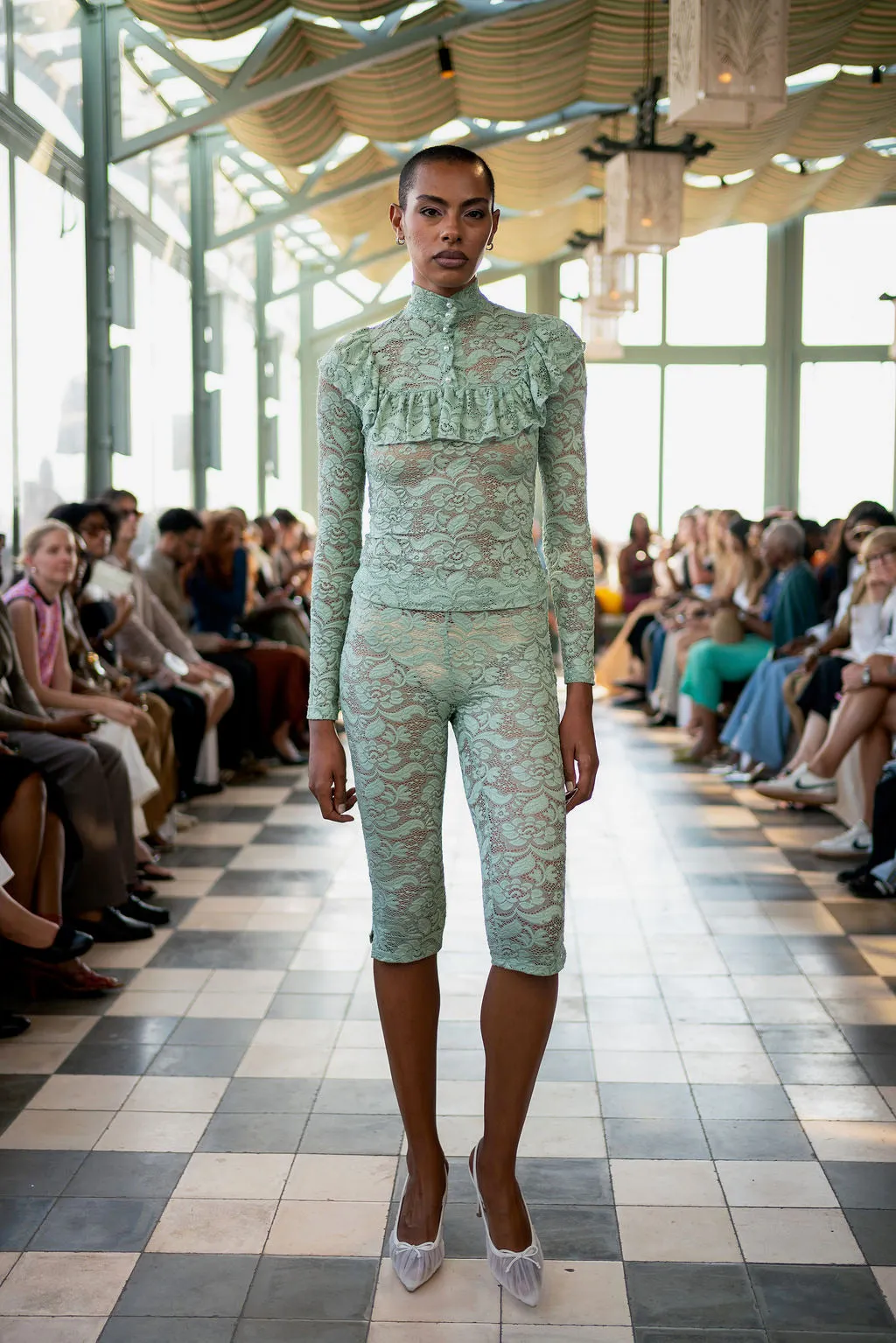 High Neck Lace Top Mint sold by House of Aama product image thumbnail 5
